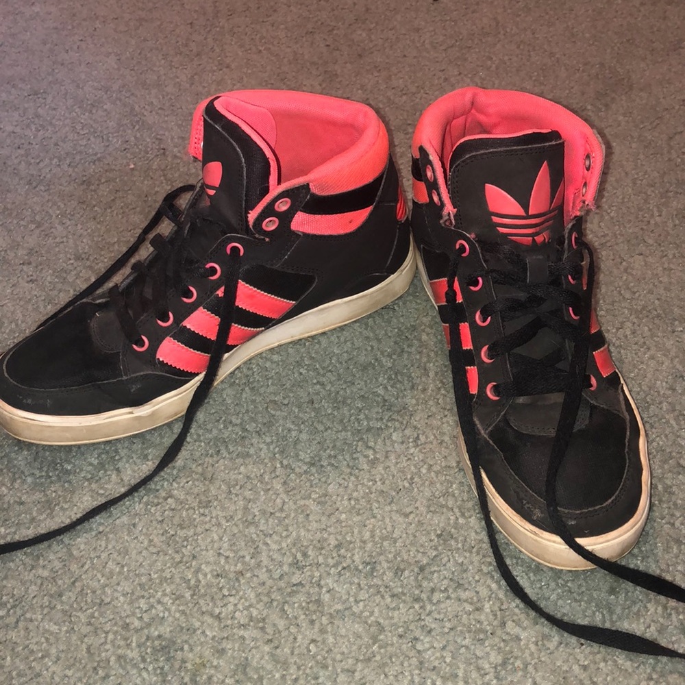 Pink/black Adidas shoes